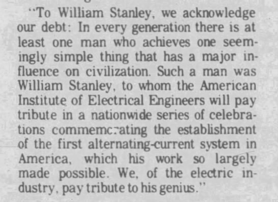 General Electric pays tribute to William Stanley - 