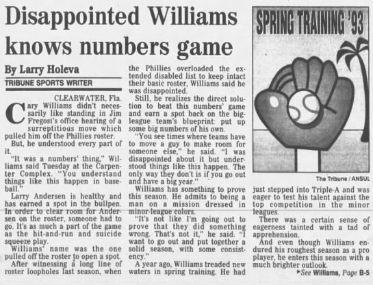 Cary Williams - March 31, 1993 - Greatest21Days.com - 