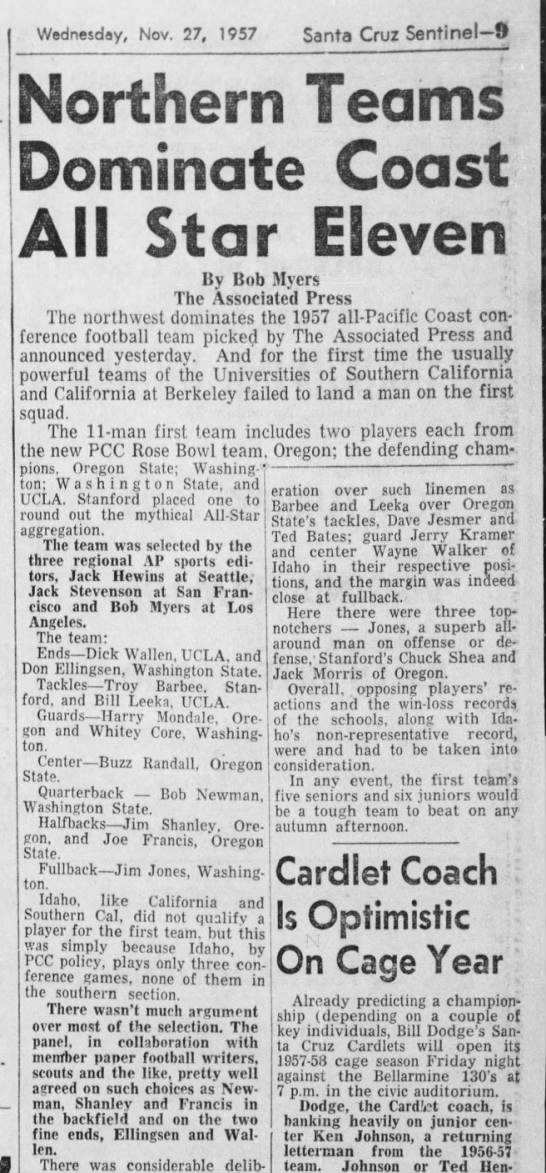 1957 AP All-PCC football team - 
