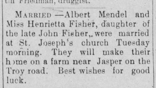 Mendel-Fisher wedding announcement 1904 - 