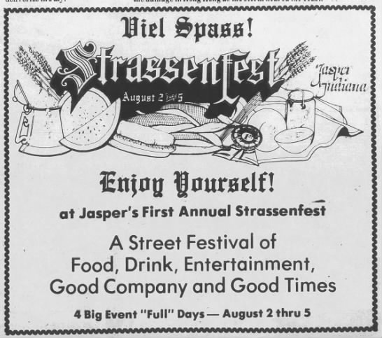 Jasper's 1st Annual Strassenfest begins August 2, 1979 - 