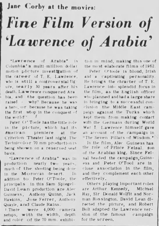 Lawrence of Arabia* - 