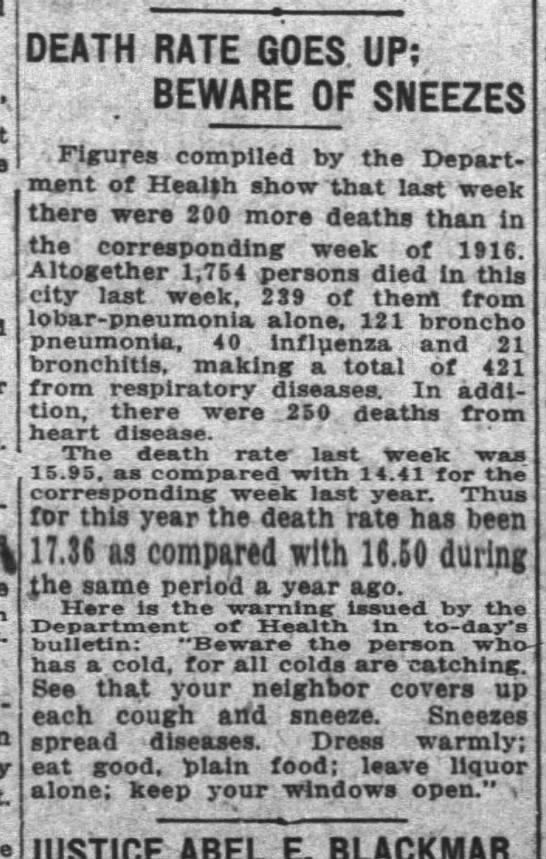 "Sneezes spread diseases" (1917). - 