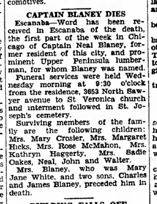 Neal Blaney Obituary 
Ironwood Daily Globe
October 30, 1937 - 