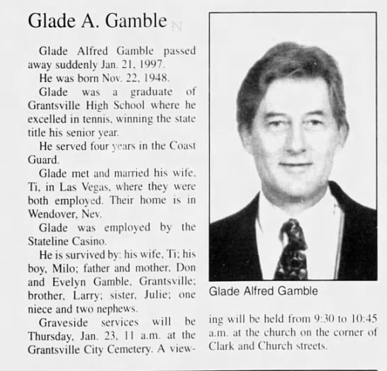 Obituary for Glade Alfred Gamble - 