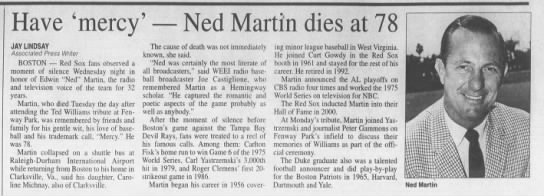Have 'mercy'—Ned Martin dies at 78 - 