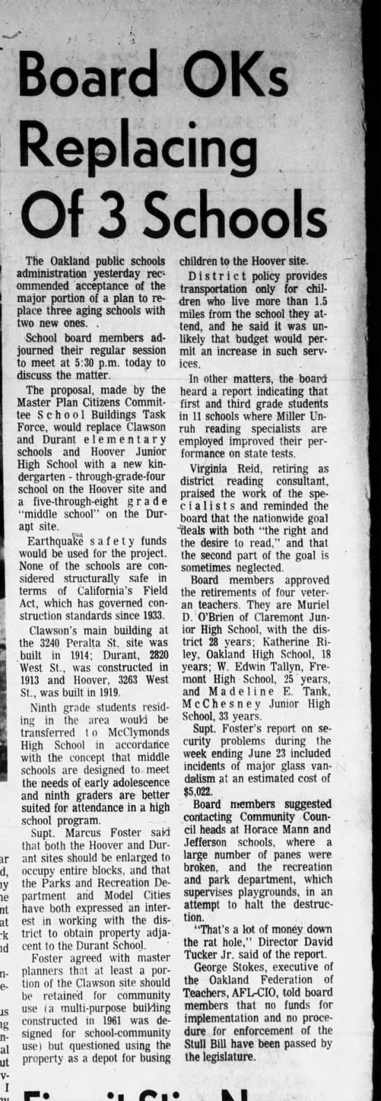 Board Ok's Replacing 3 Schools - Jul 06, 1972 - 