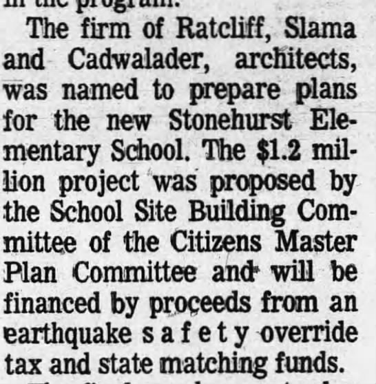 New Stonehurst School - $1.2 million - ay 17, 1972 - 