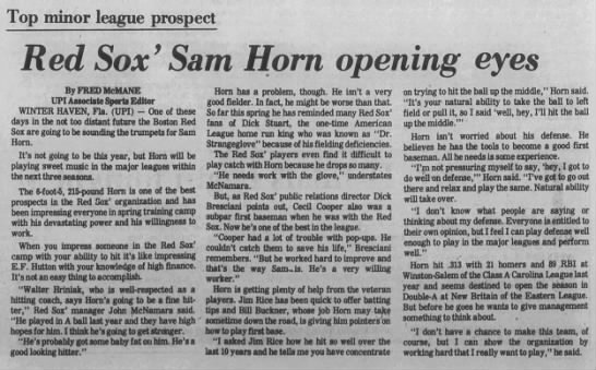 Sam Horn - March 22, 1985 - Greatest21Days.com - 