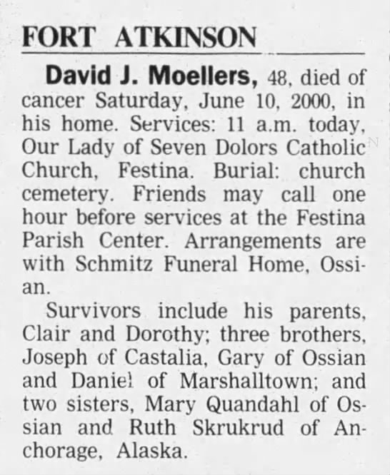 David J. Moellers Obituary - 