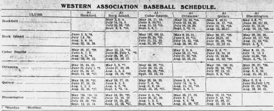 1899 Western Association schedule - 