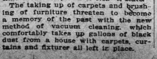 Vacuum cleaner makes cleaning carpets easier (1909) - 