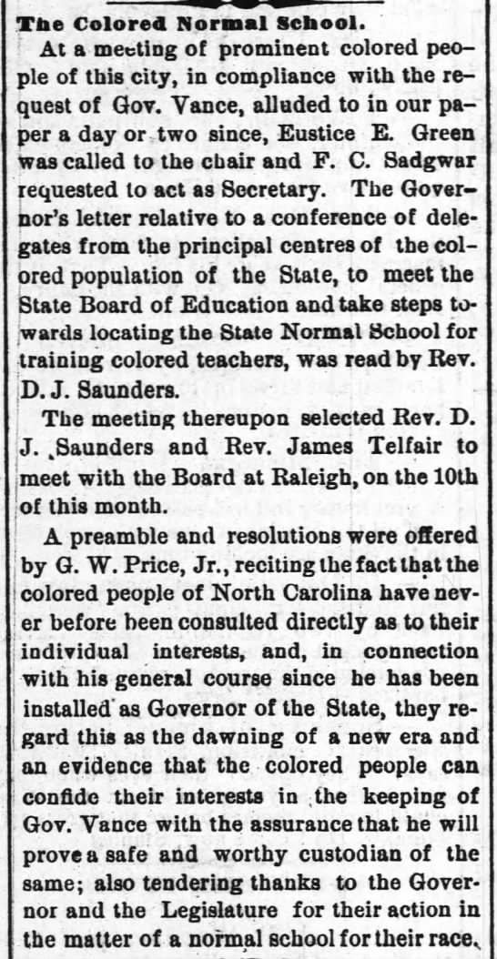 later Baha'i Frederick Sadgwar aides founding Colored Normal School - 