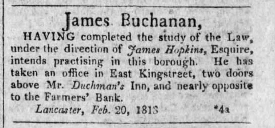 James Buchanan begins law practice - 