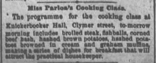 Hashed brown potatoes (1887). - 