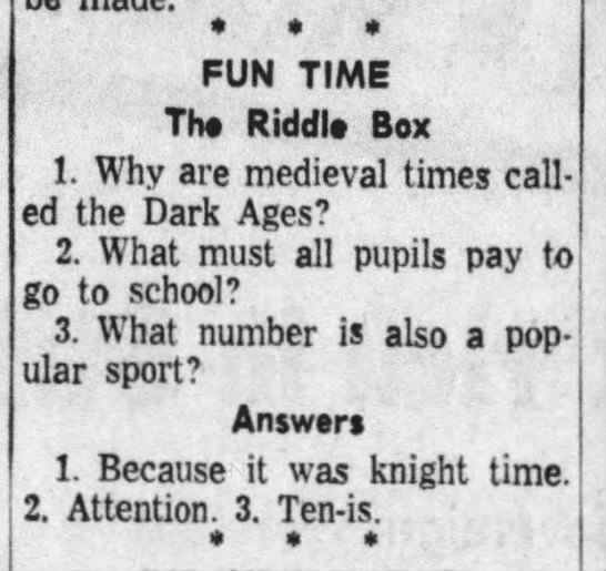 "What number is a popular sport?" "Ten is" (1958). - 