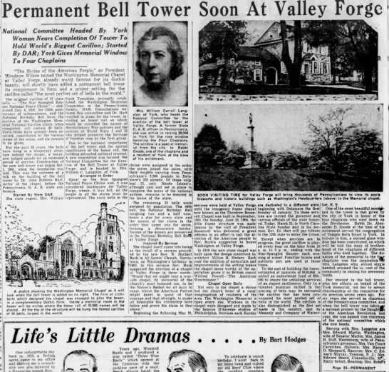 Permanent Bell Tower Soon at Valley Forge - 