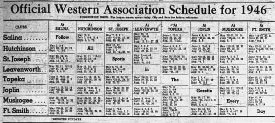 1946 Western Association schedule - 