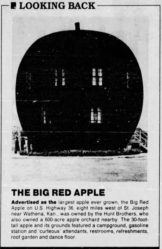 Photo of "Big Red Apple" of Wathena, Kansas. - 