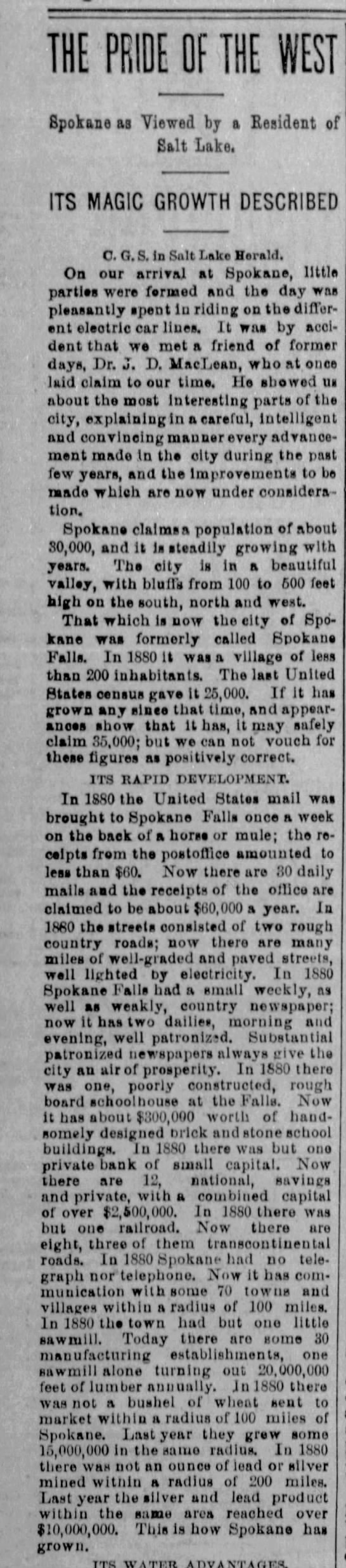 The Growth of Spokane Falls 1880-1893 - 