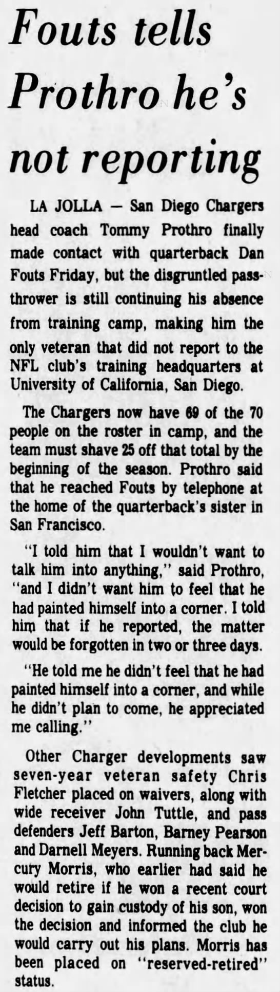 Fouts holds out, 24 July 1977 - 