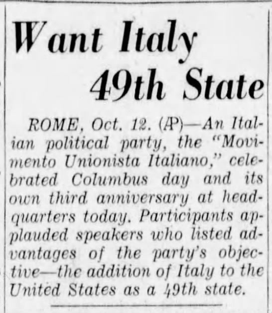 Want Italy 49th State - 