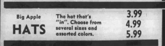 Big Apple Hats (1970). - 