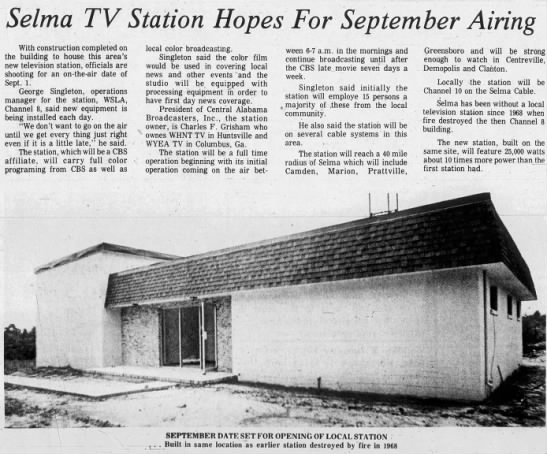 Selma TV Station Hopes For September Airing - 