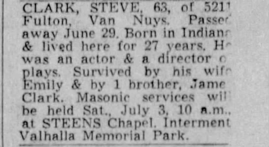 Obituary for STEVE CLARK (Aged 63) - 