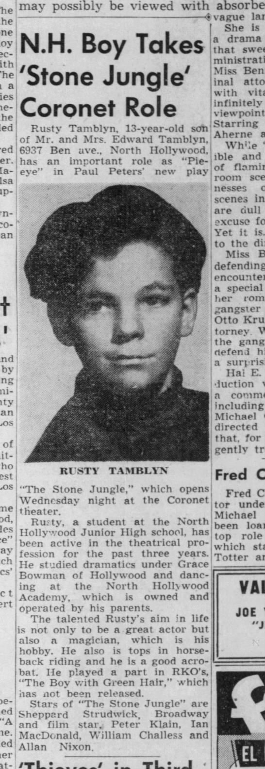 Russ Tamblyn stage role - 