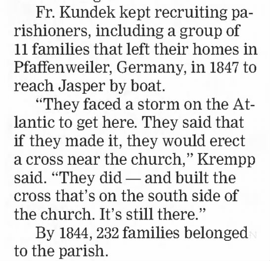 Father Kundek recruited German families to Jasper - 