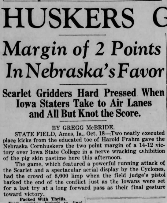 1930 Nebraska-Iowa State football, part 1 - 