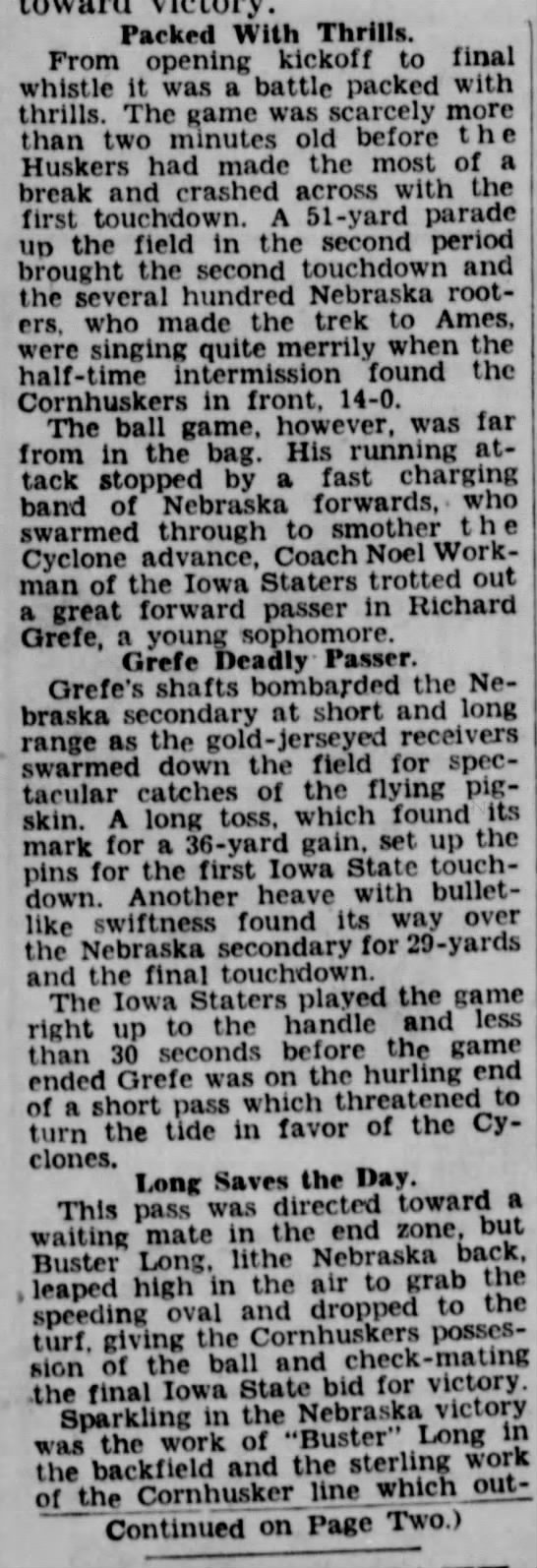 1930 Nebraska-Iowa State football, part 2 - 
