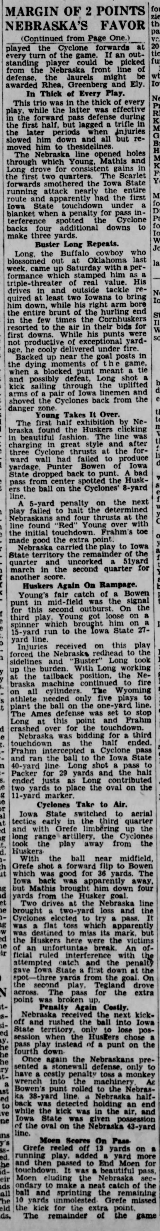 1930 Nebraska-Iowa State football, part 3 - 