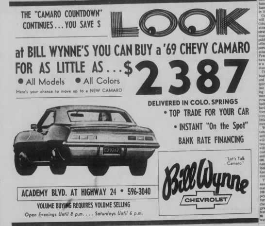 '69 Chevy Camaro ad - 