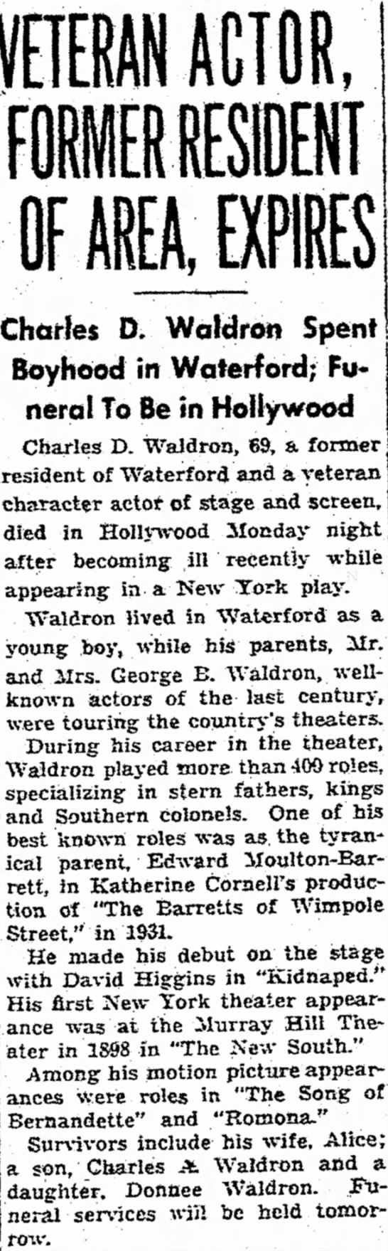 Charles Waldron obituary - 