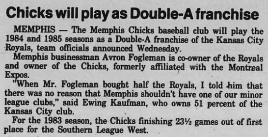 Chicks Will Play as Double-A Franchise - 