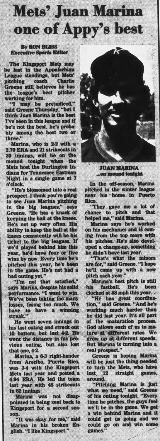 Juan Marina - July 11, 1986 - Greatest21Days.com - 
