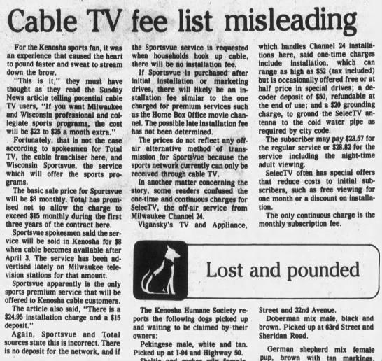 Cable TV fee list misleading - 