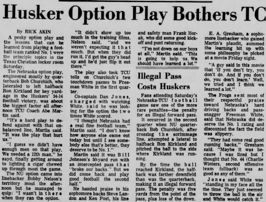 1965 Nebraska-TCU LJS option play - 