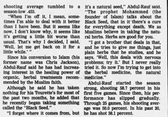 "Black Seed is a cure for everything except death" (1994). - 