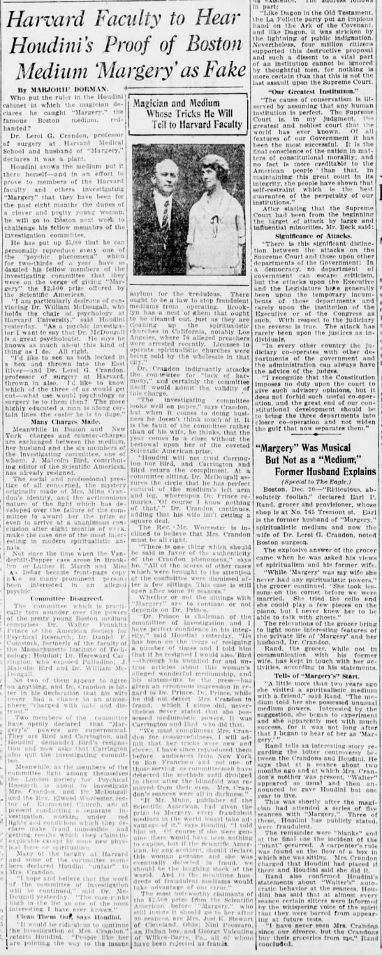 Houdini Margery fake Brooklyn Daily Eagle Dec 21 1924 - 
