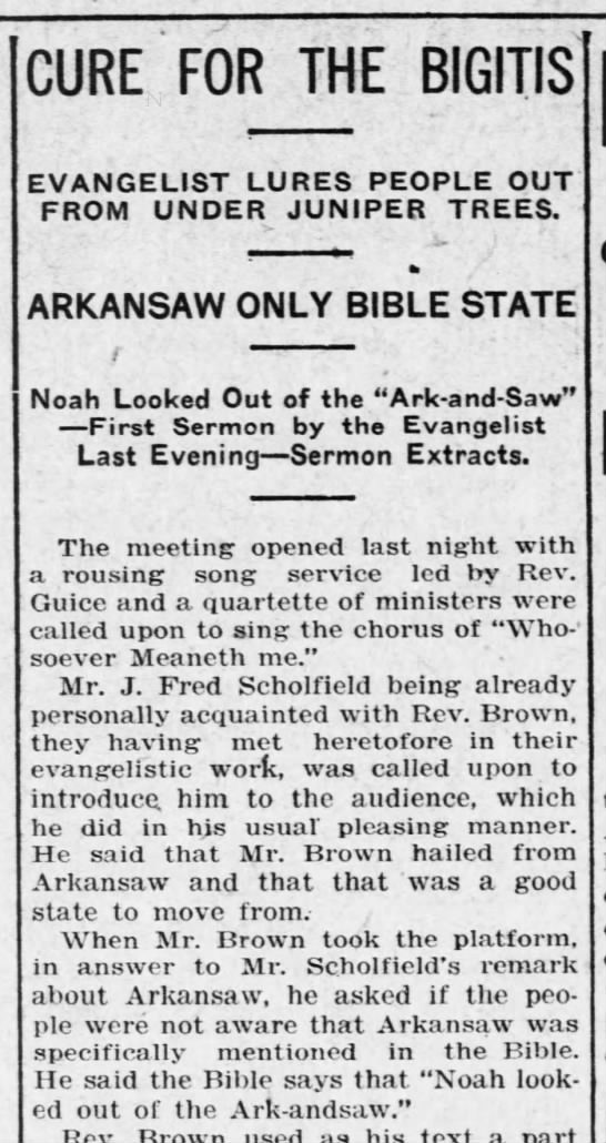 Ark-and-saw (Arkansas) in the Bible (1917). - 