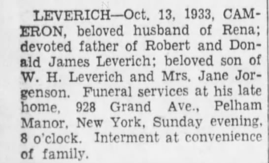 Obituary for  LEVERICH - 