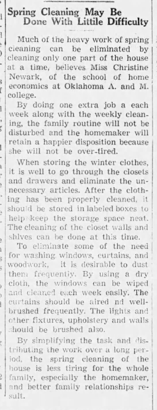 How to avoid need for spring cleaning, 1940 - 