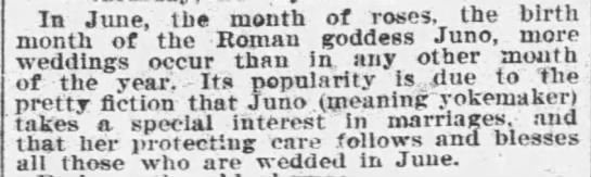Roman goddess Juno blesses June weddings - 1894 - 