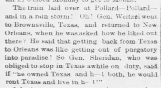 "Rent Texas and live in hell" (1866). - 