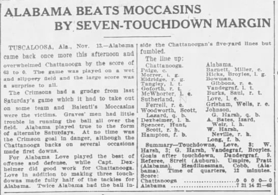 Alabama beats Moccasins by seven-touchdown margin - 
