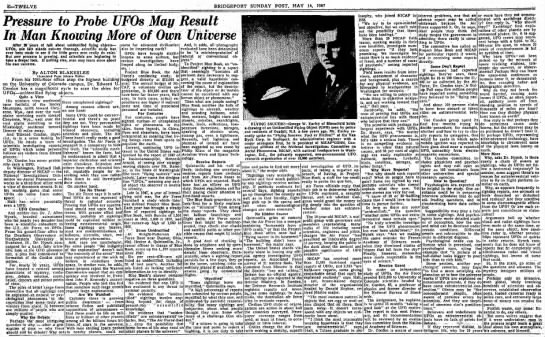 14May1967 Pressure to Probe UFOs May Result In Man Knowing More of Own Universe - 
