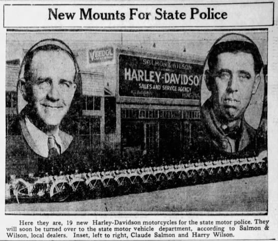 Claude Salmon and Harry Wilson -- motorcycles for state police - 